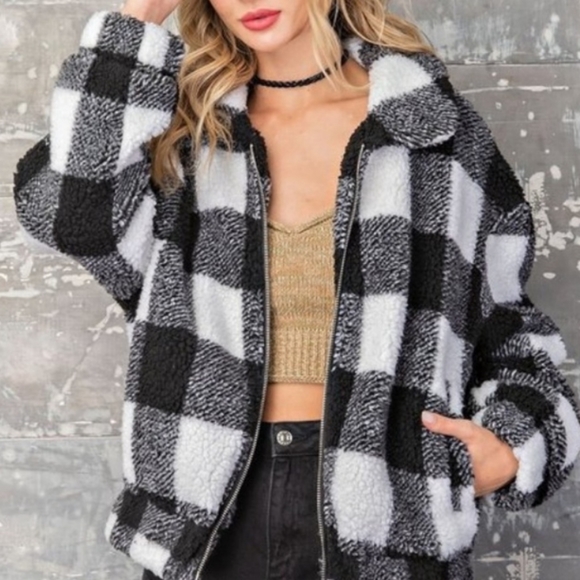 🖤 PLAID SHERPA JACKET - Picture 3 of 4